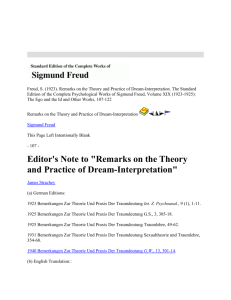 Remarks on the Theory and Practice of Dream