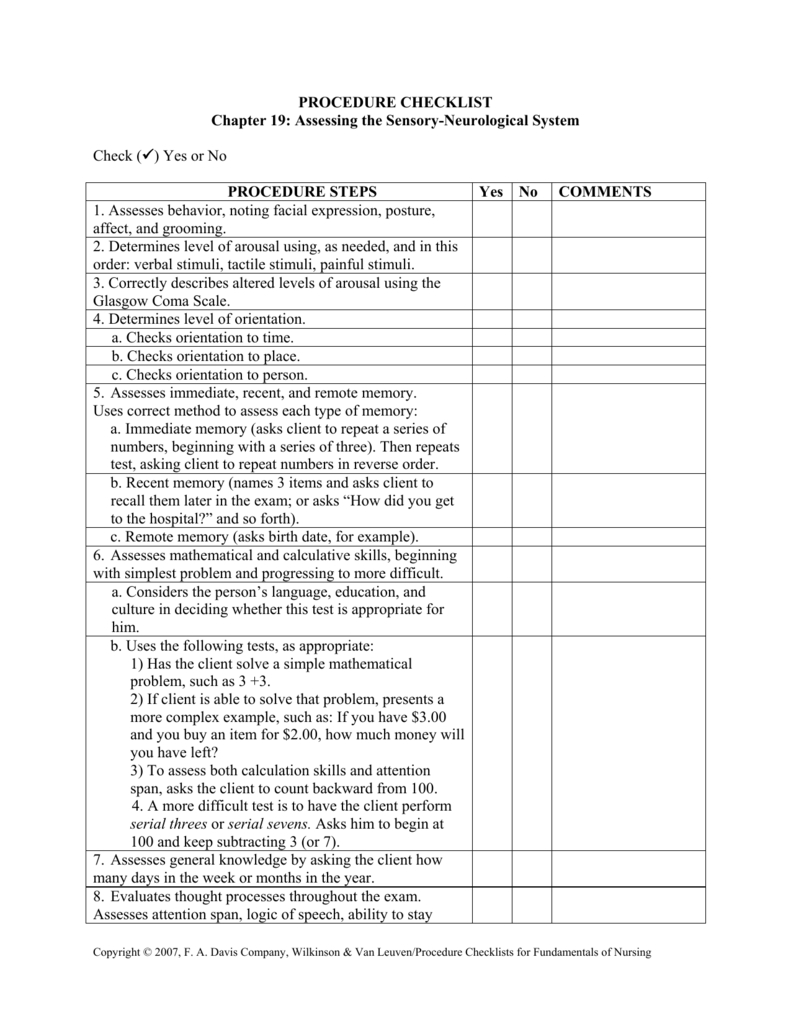 Assessing the Sensory