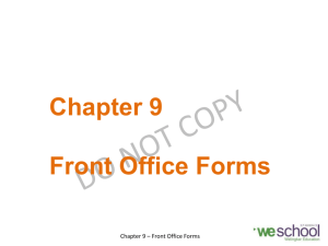 Chapter 9 - Front Office Forms