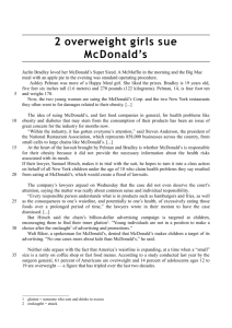 2 overweight girls sue McDonald's