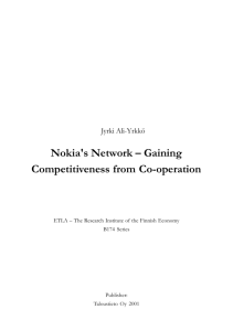 Nokia's Network – Gaining Competitiveness from Co-operation
