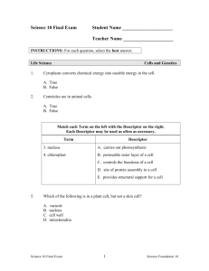 Science 10 Final Exam Student Name