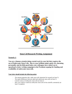 Stem Cell Research Writing Assignment