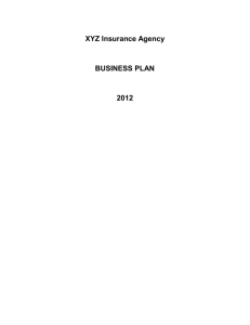 XYZ Insurance Agency BUSINESS PLAN 2012
