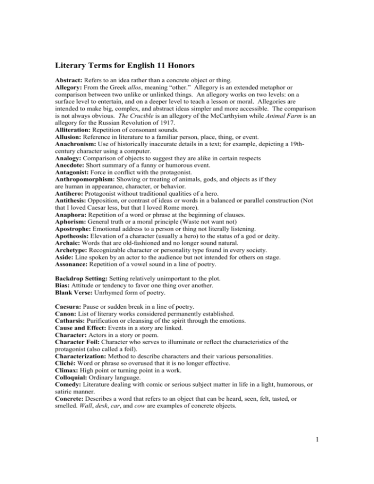 literary terms for essay