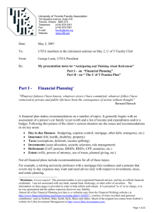 Financial Planning and the U of T Pension Plan