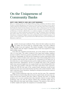 On the Uniqueness of Community banks