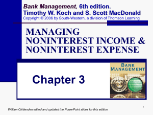 Managing Noninterest Income and Noninterest Expense