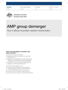 AMP group demerger - eknowhow Accounting