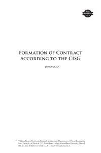 Formation of Contract According to the CISG