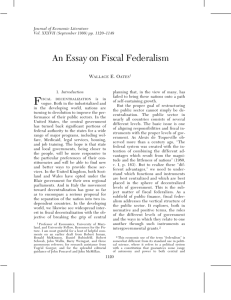 An Essay on Fiscal Federalism
