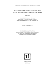 inventory of the oriental manuscripts of the library of the university of