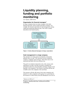 Liquidity planning, funding and portfolio monitoring