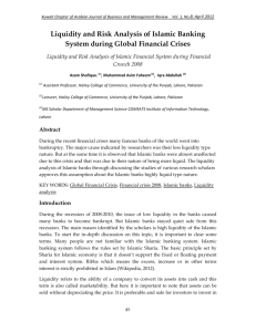 Liquidity and Risk Analysis of Islamic Banking System during Global