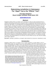 Determining Jurisdiction in Cyberspace: The "Zippo" Test or the