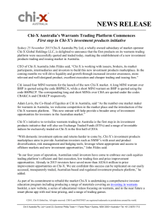 News Release Chi-X Australia Pty Ltd Chi-X Australia's
