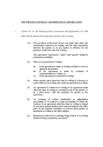 THE WRITTEN CONTRACT AND DISPUTES IN ADJUDICATION 1