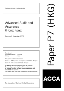 Advanced Audit and Assurance (Hong Kong)