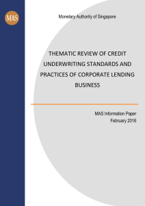 thematic review of credit underwriting standards and practices of
