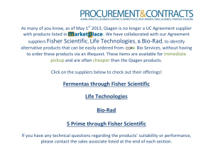 suppliers Fisher Scientific, Life Technologies, & Bio