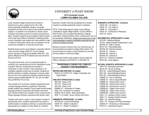 lower columbia college - University of Puget Sound