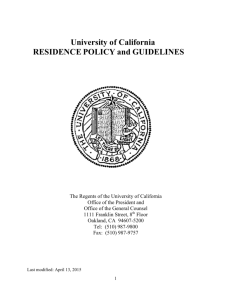 UC Residence Policy and Guidelines