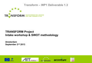 Intake workshop and SWOT methodology