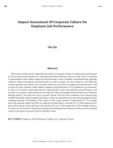 Impact Assessment Of Corporate Culture On Employee Job