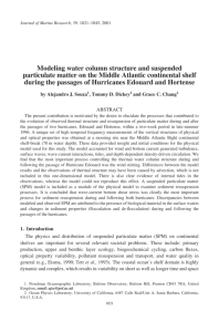 Modeling water column structure and suspended particulate matter