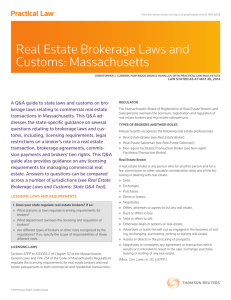 Real Estate Brokerage Laws and Customs: Massachusetts
