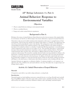 Animal Behavior: Response to Environmental Variables