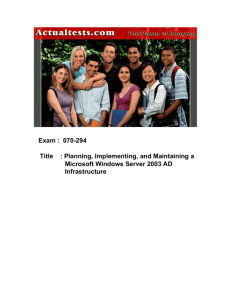 Exam : 070-294 Title : Planning, Implementing, and