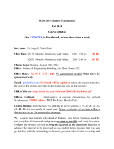 MAD 2104-Discrete Mathematics Fall 2014 Course Syllabus (See