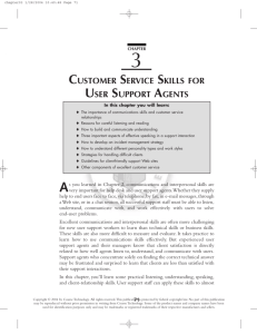 Chapter Three - Customer Service Skills for User Support Agents