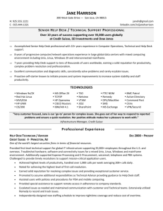 Help Desk / Technical Support Resume