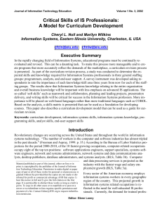 Critical Skills of IS Professionals - Journal of Information Technology