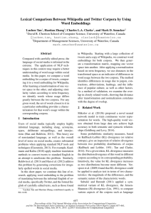 Lexical Comparison Between Wikipedia and Twitter Corpora by