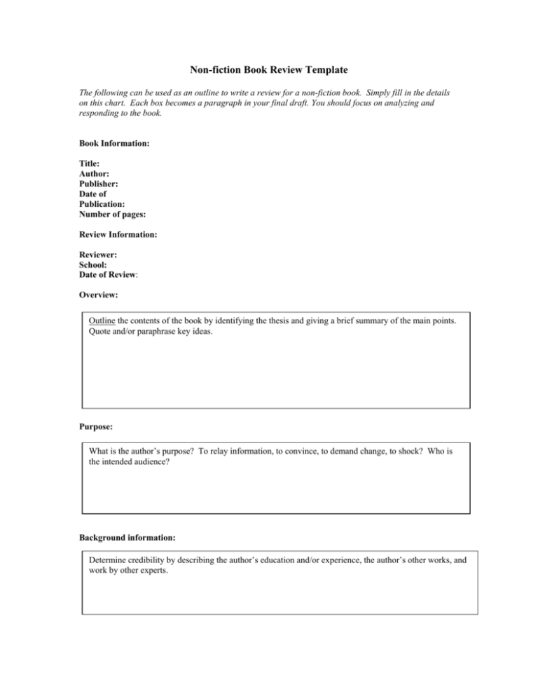 Non fiction Book Review Template