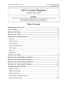 APA Format Handout