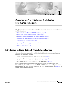 1 Overview of Cisco Network Modules for Cisco Access Routers