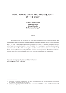 Fund ManageMent and the Liquidity oF the Bank1