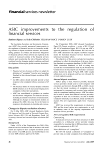 ASIC improvements to the regulation of financial services