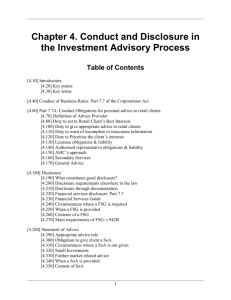 Chapter 4. Conduct and Disclosure in the