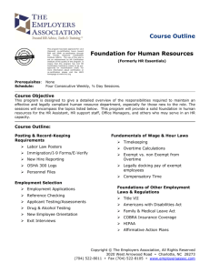 Course Outline Foundation for Human Resources