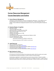 Human Resources Management Course Description and Outline