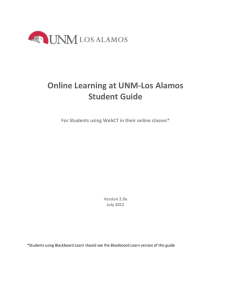 Online Learning at UNM-LA: Student Guide for WebCT Users