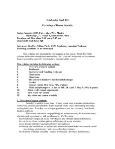 Syllabus for Psych 231: Psychology of Human Sexuality Spring