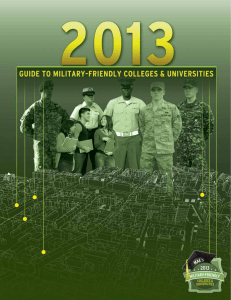 2013 GUIDE TO MIlITary-FrIEnDly COllEGEs & UnIvErsITIEs