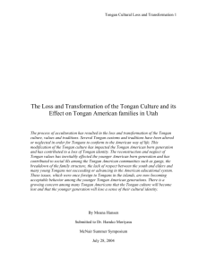 The Loss and Transformation of the Tongan Culture