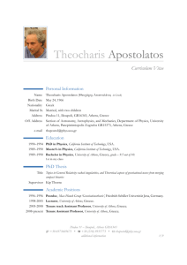 Theocharis Apostolatos – Curriculum Vitae